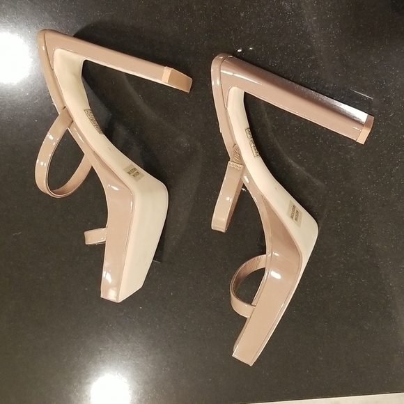 💕JEFFREY CAMPBELL💕 Hustler Platform Sandal Heels Taupe Patent Leather 7.5 NWOT - Picture 10 of 14
